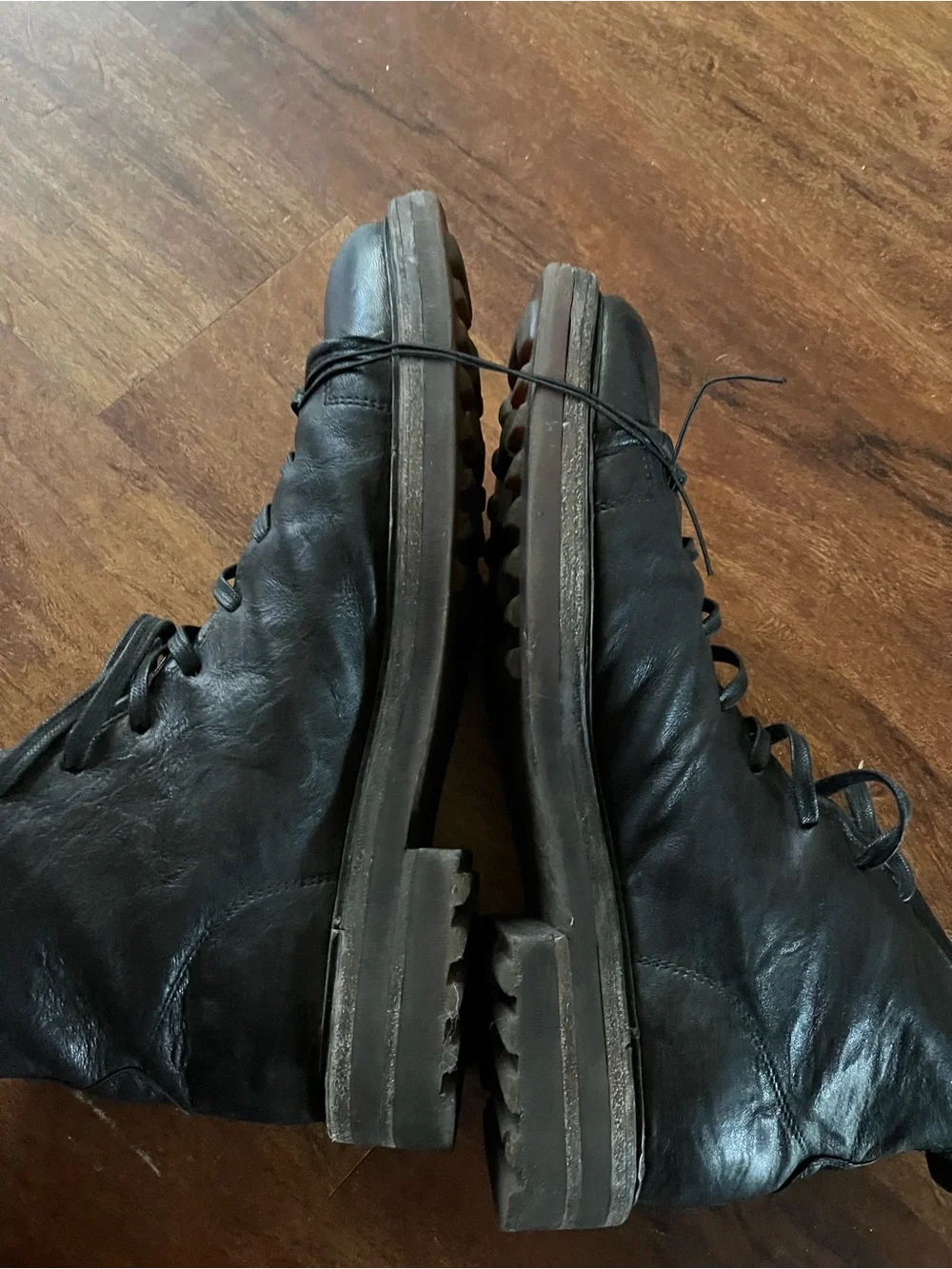 John Varvatos Essex trooper leather black boots men's 13 lace up